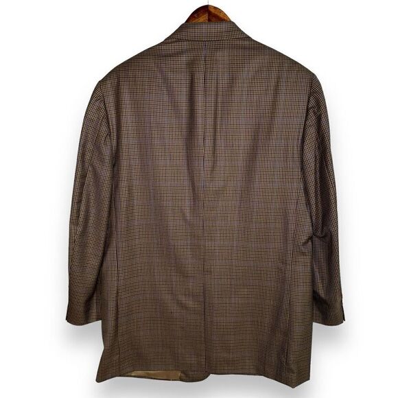 Samuelsohn Brown & Navy Windowpane Super 100s Sport Coat 42R - Picture 10 of 10